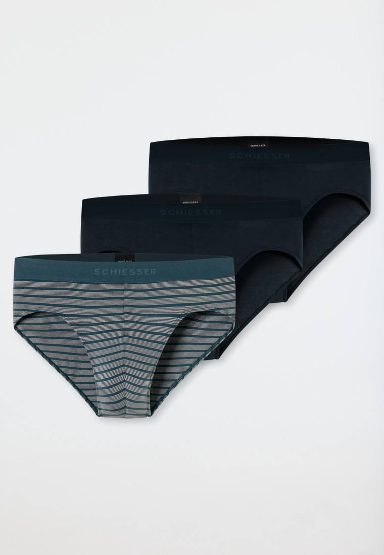 Schiesser Rio-Slips 3er-Pack Organic Cotton Webgummibund Uni/gestreift - 95/5