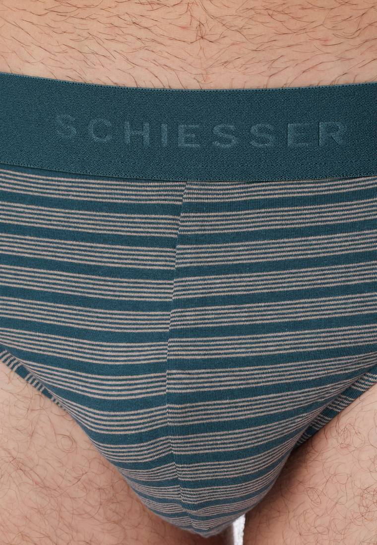 Schiesser Rio-Slips 3er-Pack Organic Cotton Webgummibund Uni/gestreift - 95/5