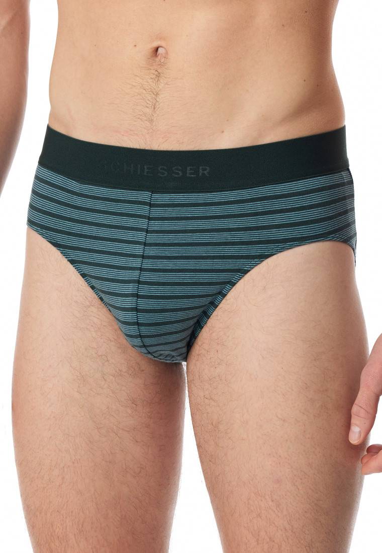 Schiesser Rio-Slips 3er-Pack Organic Cotton Webgummibund Uni/gestreift Schwarz - 95/5