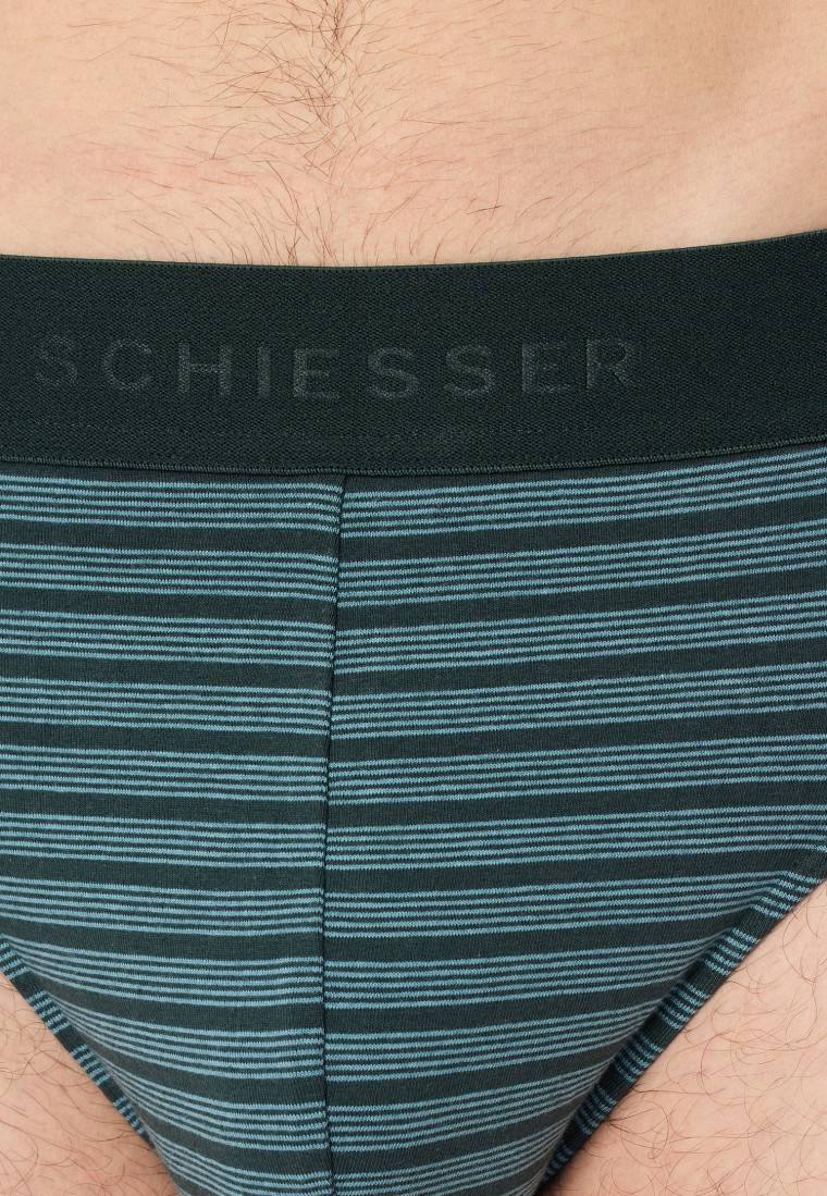 Schiesser Rio-Slips 3er-Pack Organic Cotton Webgummibund Uni/gestreift Schwarz - 95/5