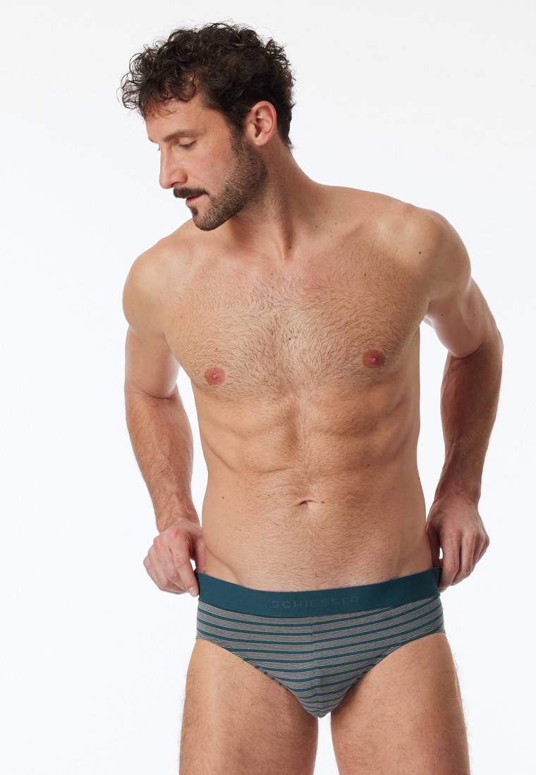 Schiesser Rio-Slips 3er-Pack Organic Cotton Webgummibund uni/gestreift - 95/5
