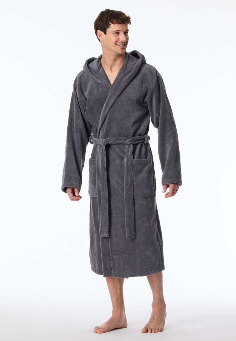 Schiesser Bademantel Frottee Grau - Essentials