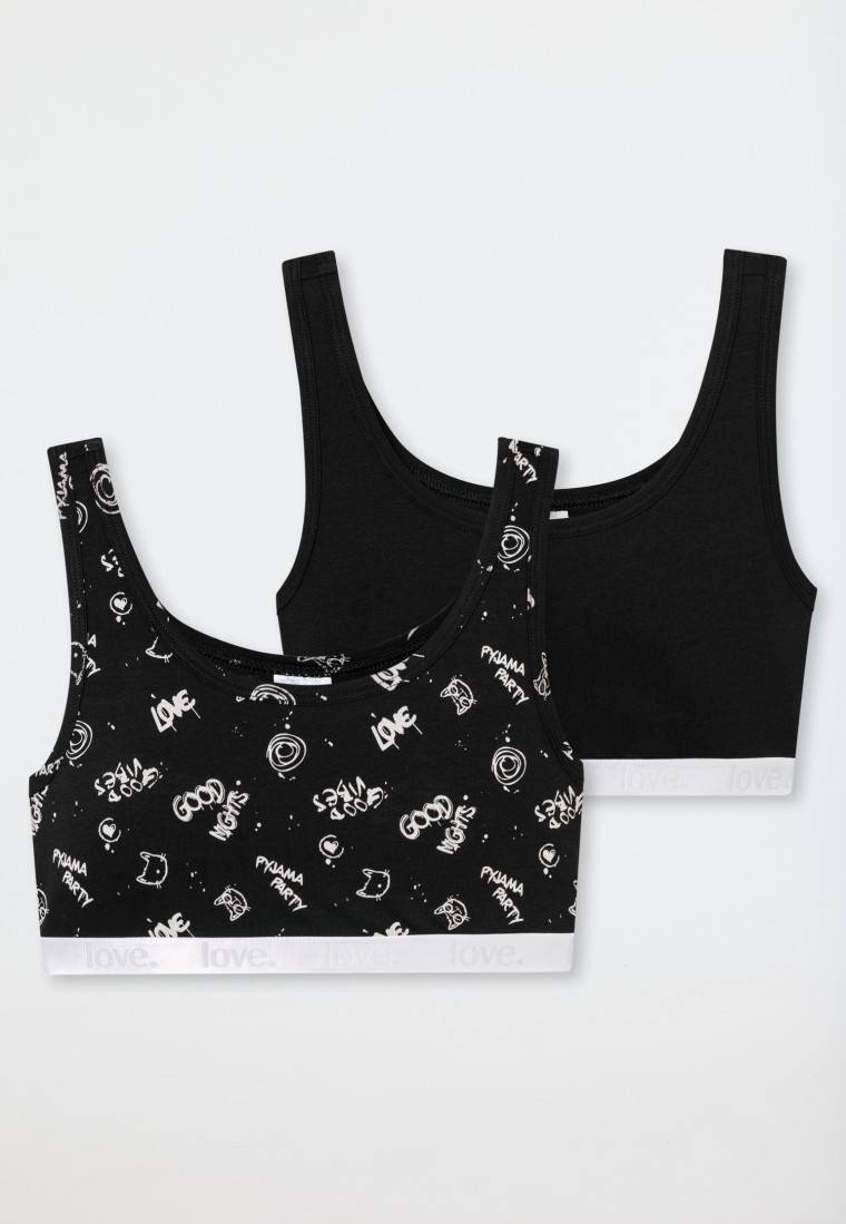 Schiesser Bustiers 2er-Pack Schwarz Bedruckt - 95/5