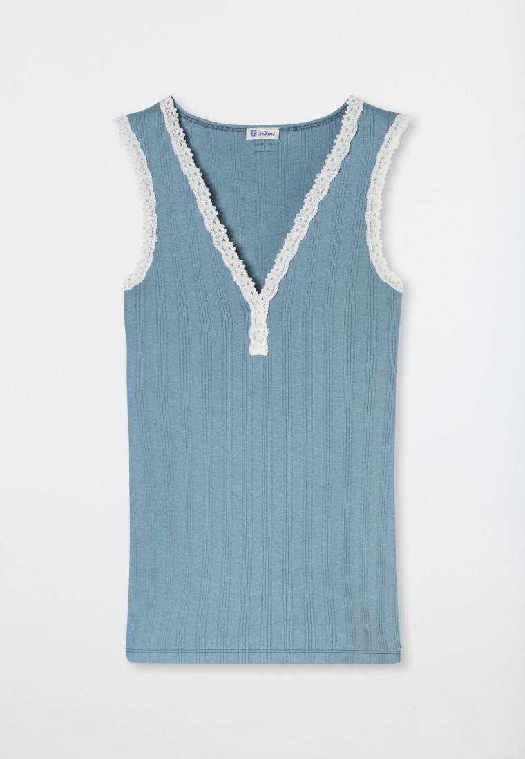 Schiesser Chemisette Blaugrau - Revival Agathe