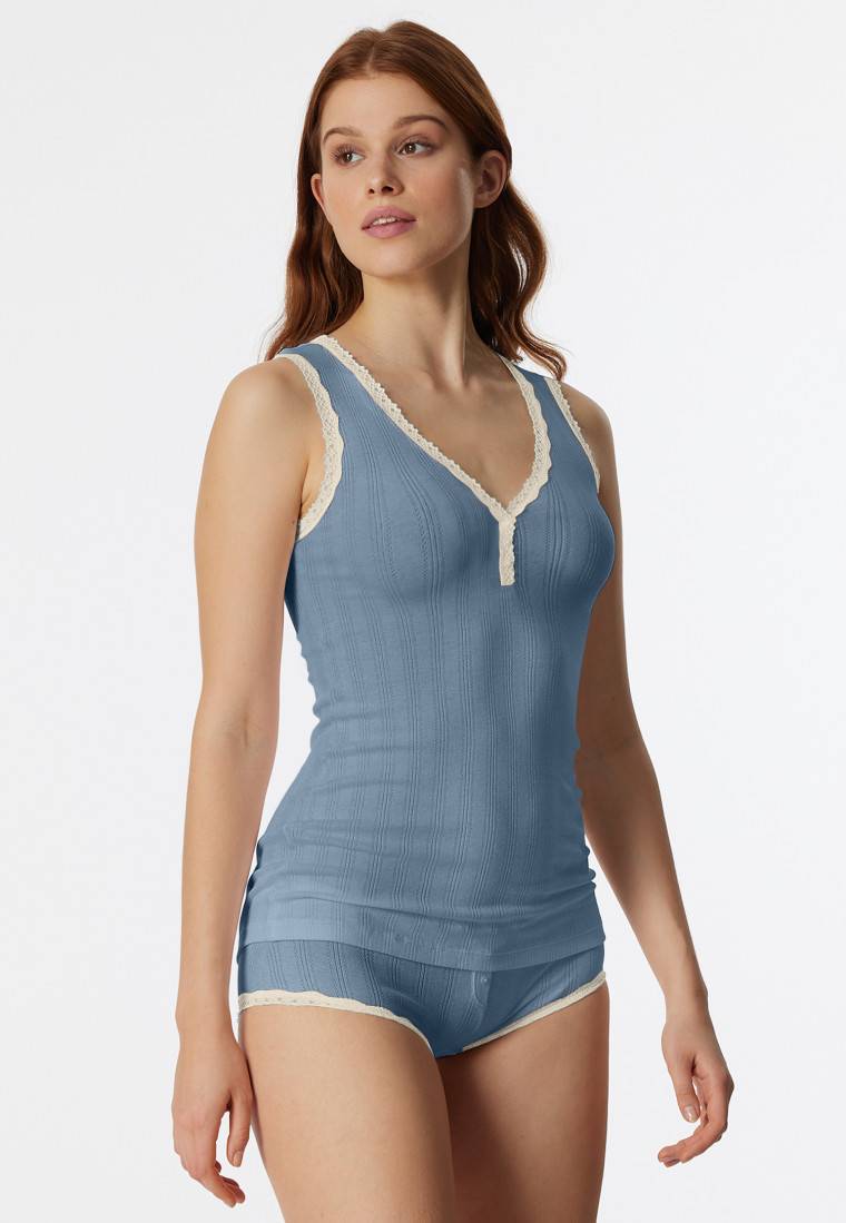 Schiesser Chemisette Blaugrau - Revival Agathe