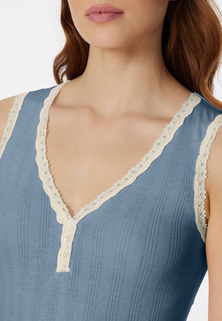 Schiesser Chemisette Blaugrau - Revival Agathe