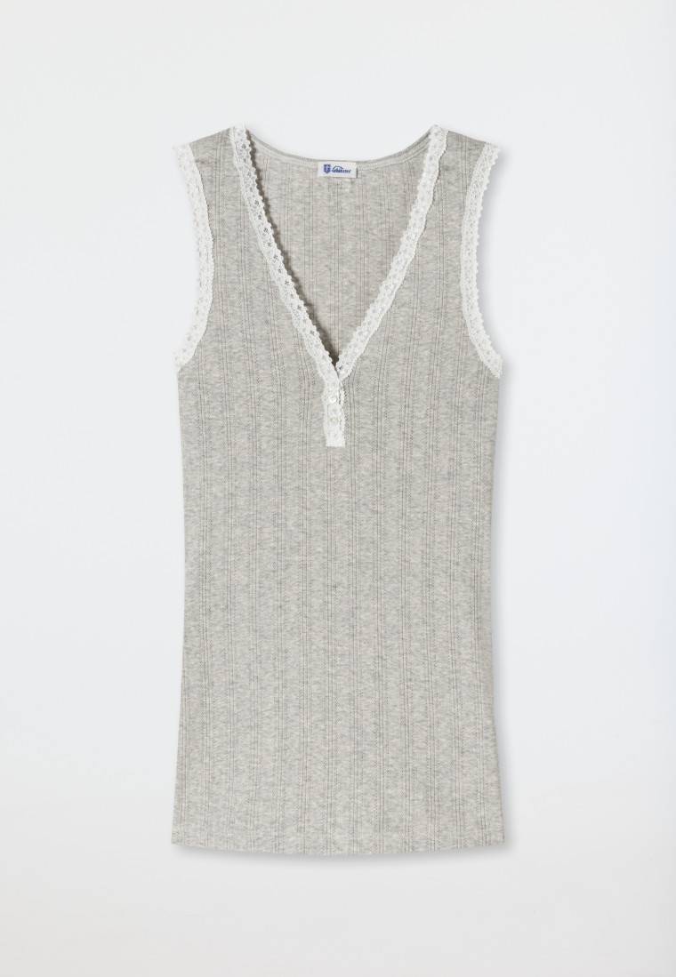 Schiesser Chemisette Grau Meliert - Revival Agathe