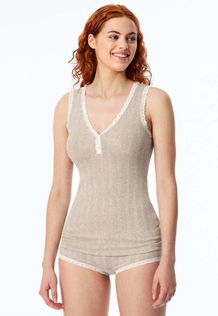 Schiesser Chemisette Grau Meliert - Revival Agathe