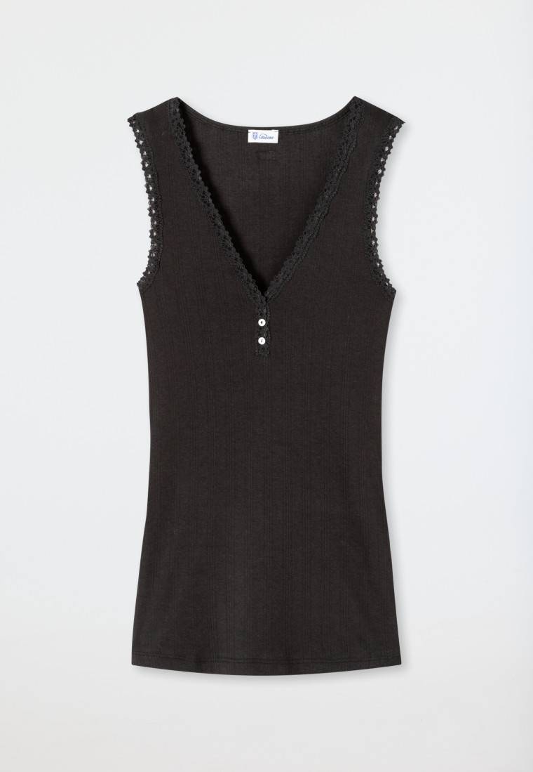 Schiesser Chemisette Schwarz - Revival Agathe