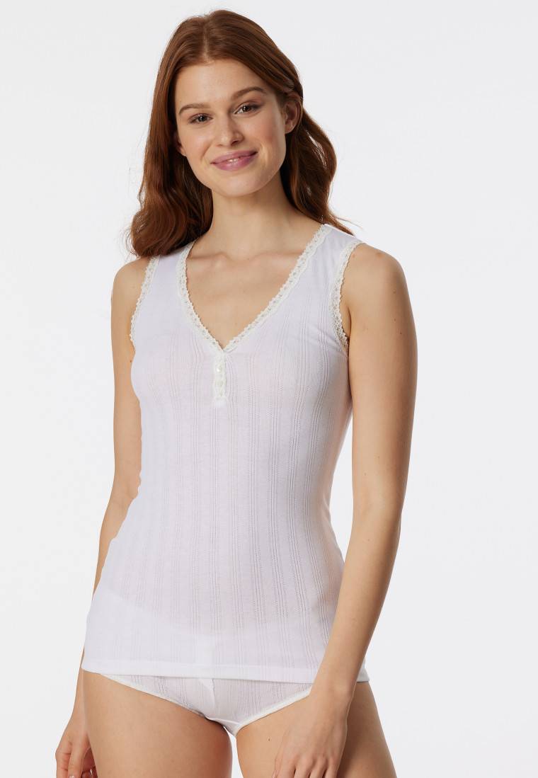 Schiesser Chemisette Weiß - Revival Agathe