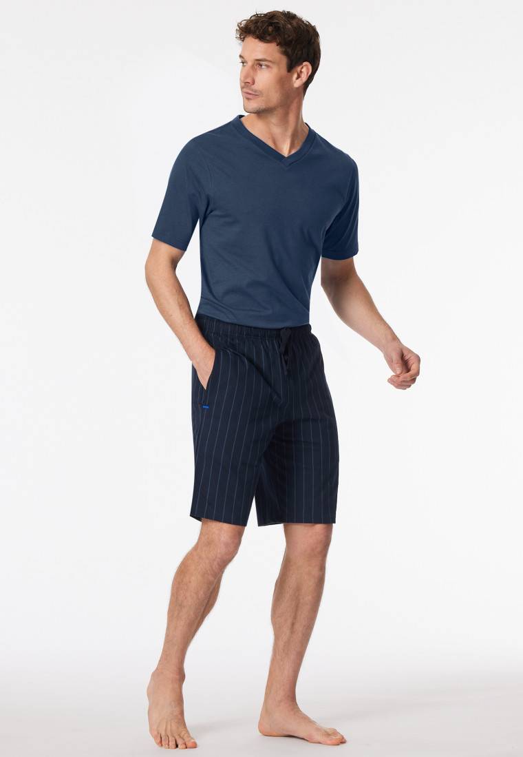 Schiesser Hose kurz nachtblau gestreift - Mix+Relax