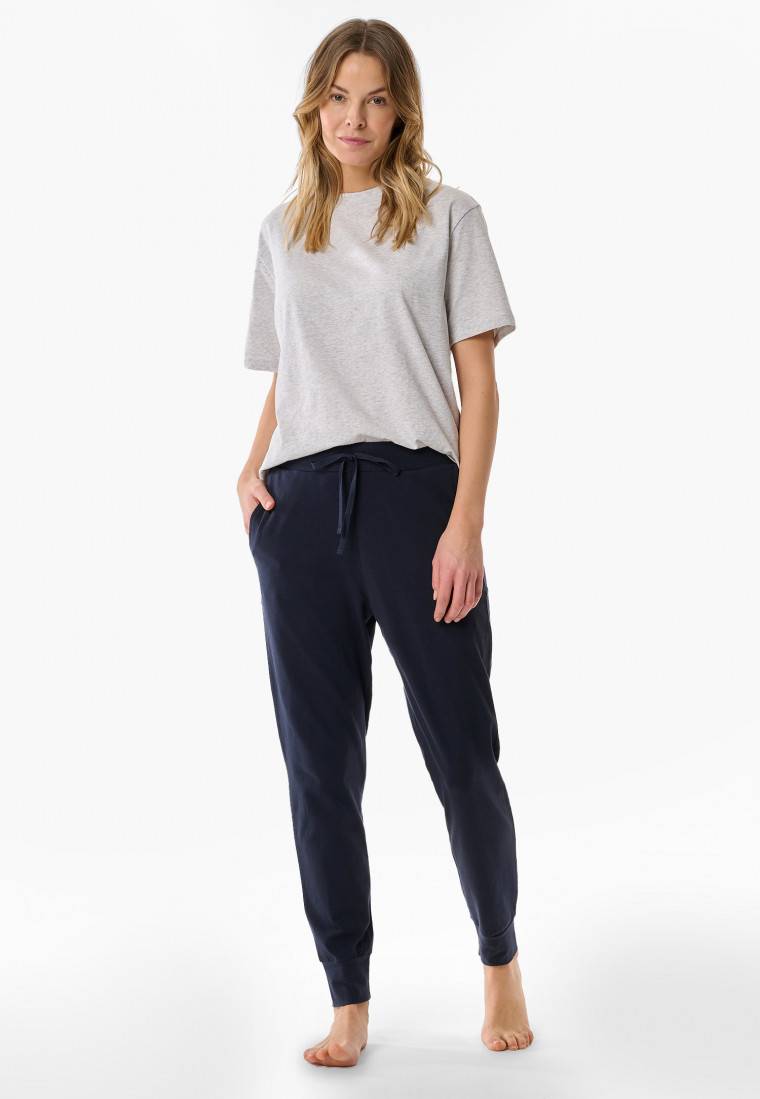 Schiesser Hose lang Bündchen dunkelblau - Mix+Relax