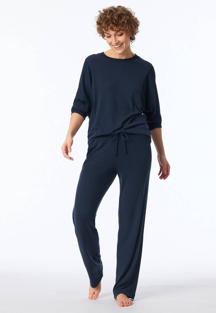 Schiesser Hose lang Feinripp nachtblau - Mix+Relax