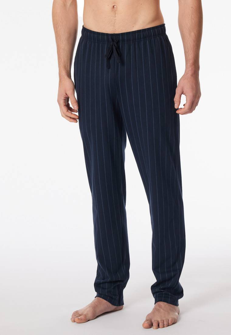 Schiesser Hose Lang Streifen Nachtblau - Mix+Relax