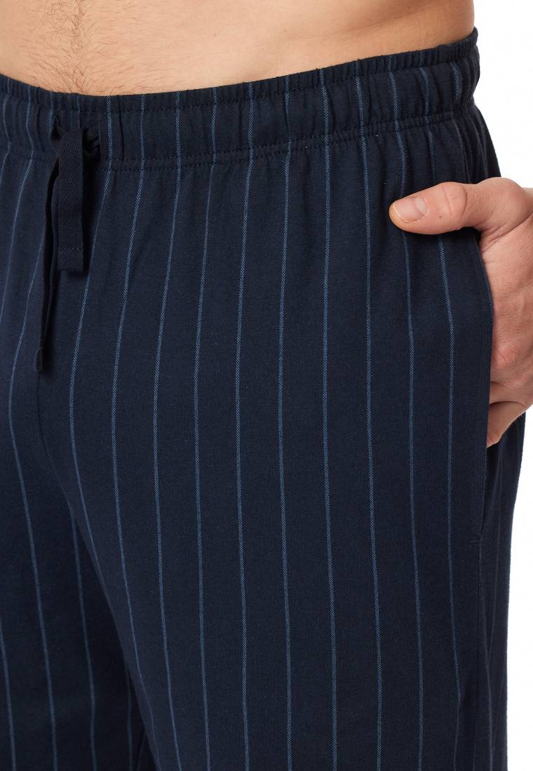 Schiesser Hose Lang Streifen Nachtblau - Mix+Relax