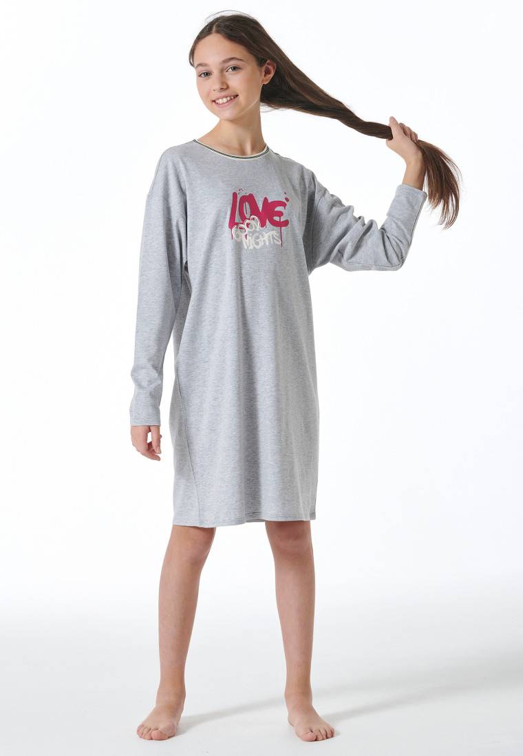 Schiesser Nachthemd langarm grau-meliert - Nightwear