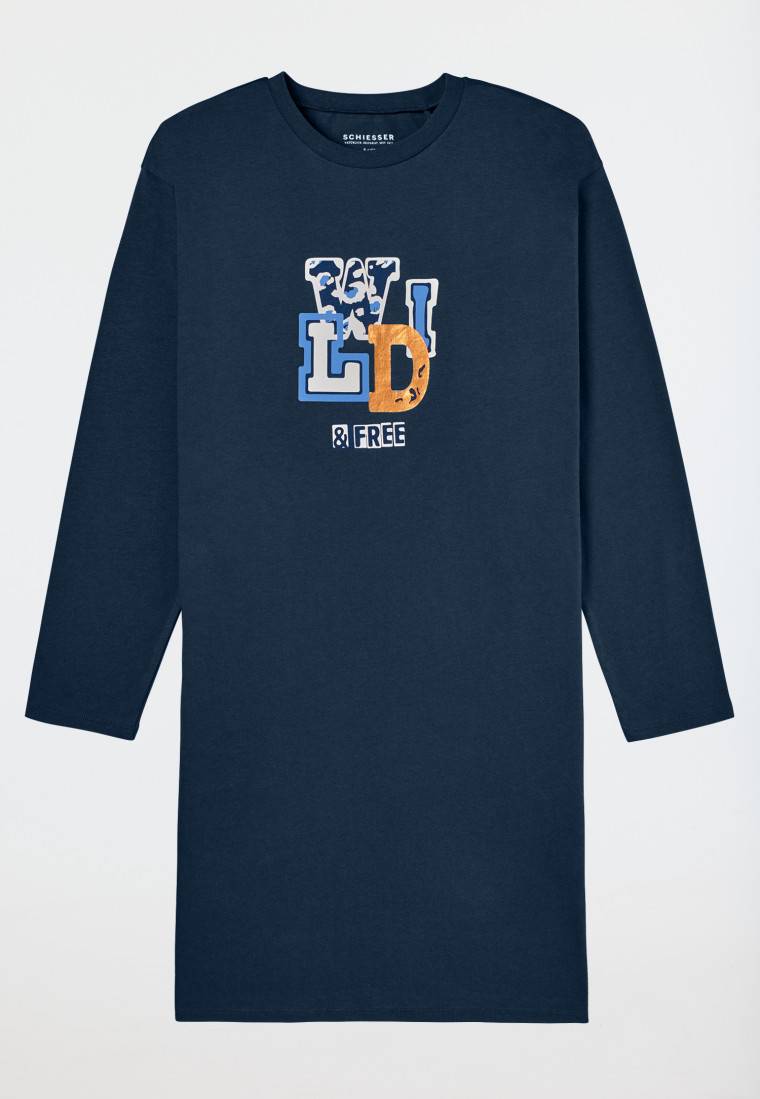 Schiesser Nachthemd Langarm Wild Blau - Nightwear