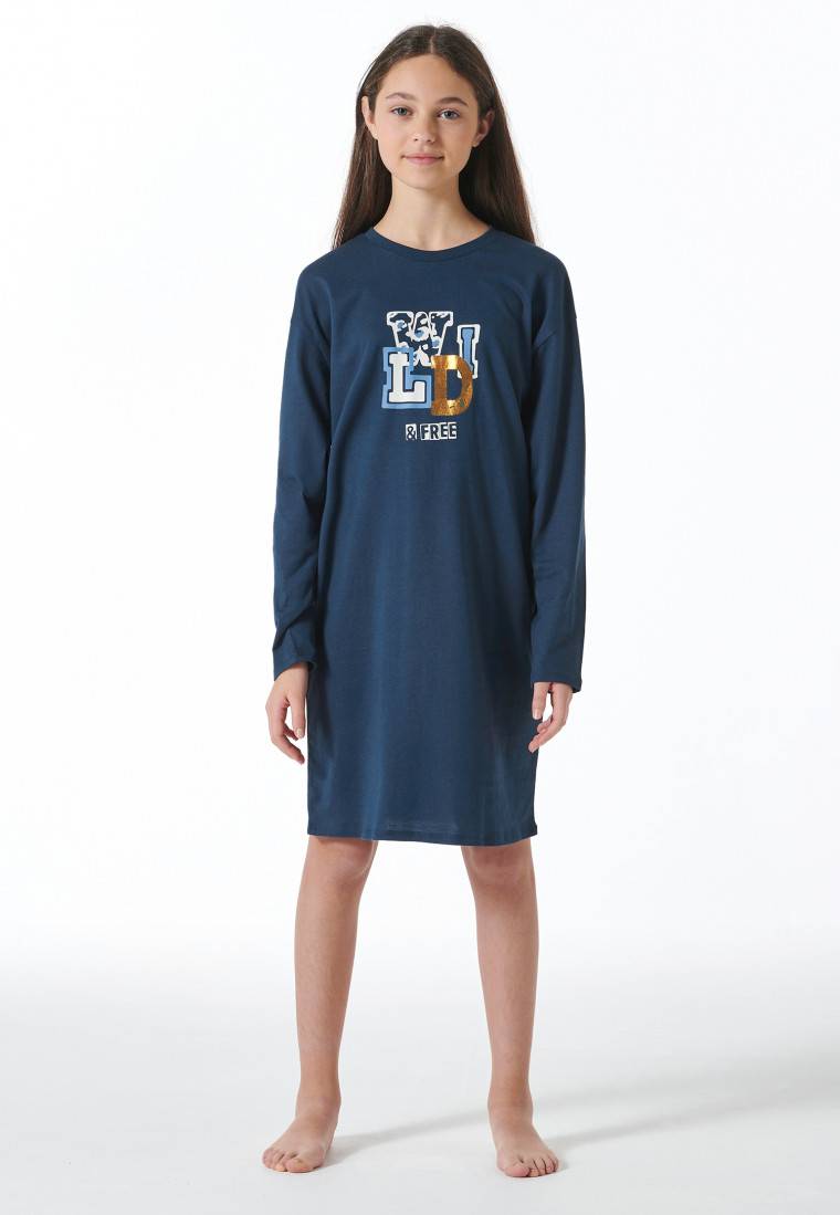 Schiesser Nachthemd Langarm Wild Blau - Nightwear