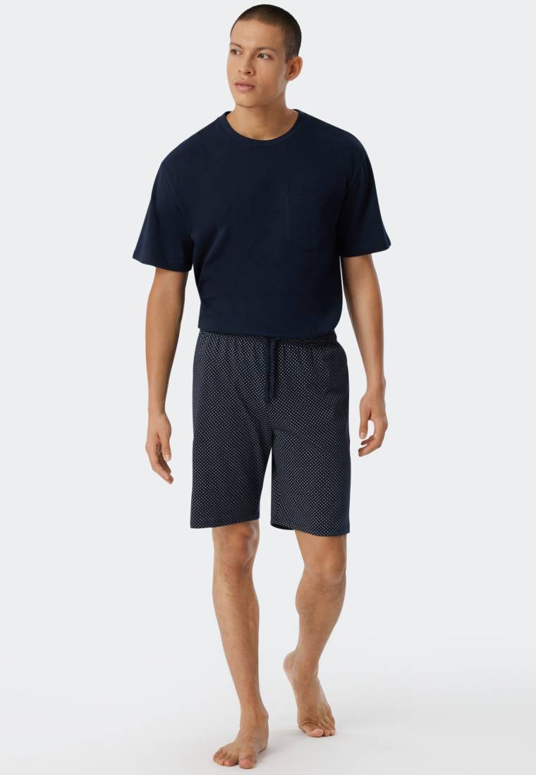 Schiesser Schlafanzug kurz Jersey blau - Ebony