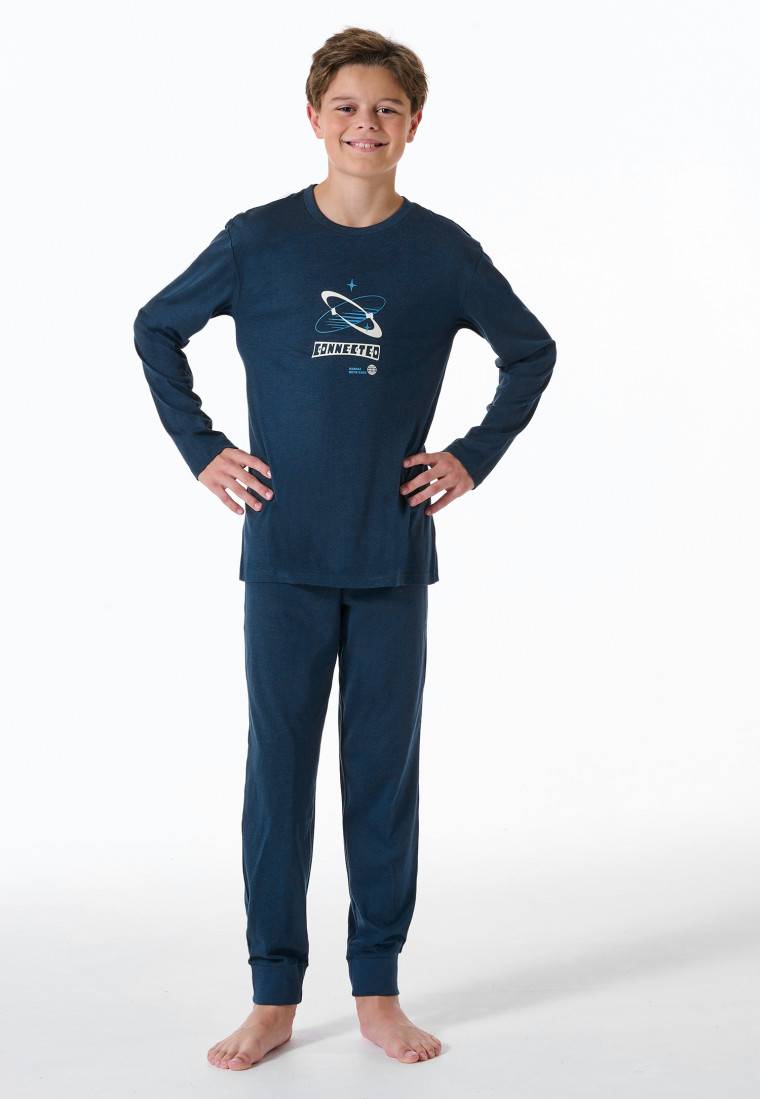 Schiesser Schlafanzug Lang Blau - Nightwear