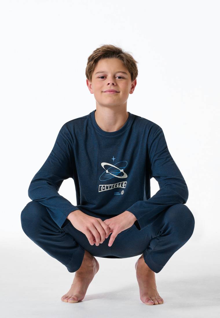 Schiesser Schlafanzug lang blau - Nightwear