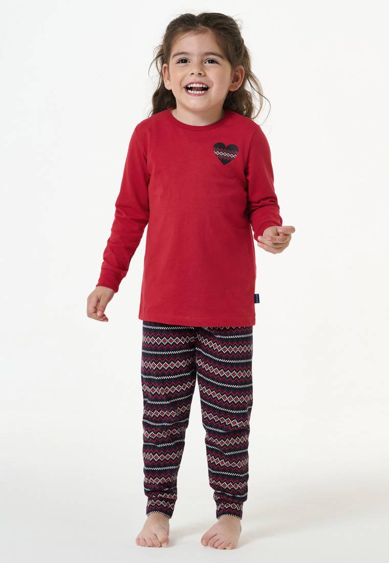 Schiesser Schlafanzug Lang Bündchen Rot - Family
