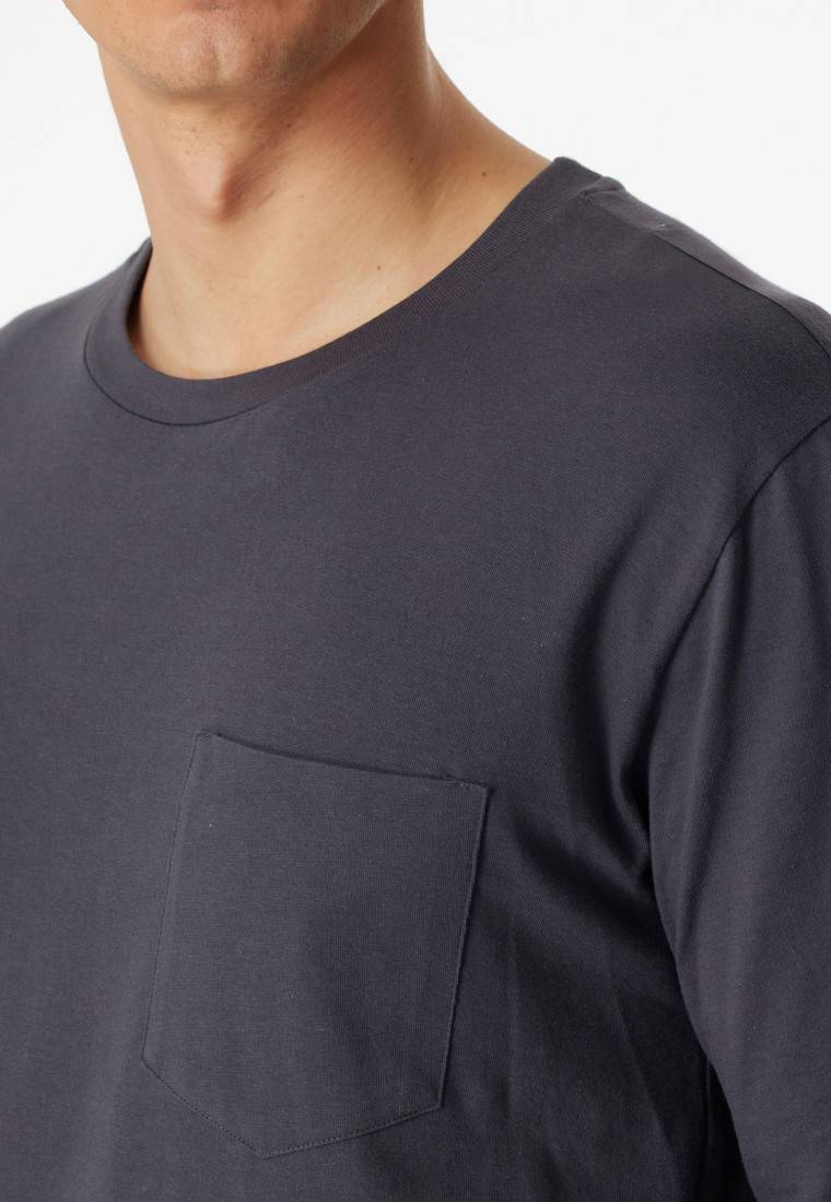 Schiesser Schlafanzug Lang Jersey Anthrazit - Ebony
