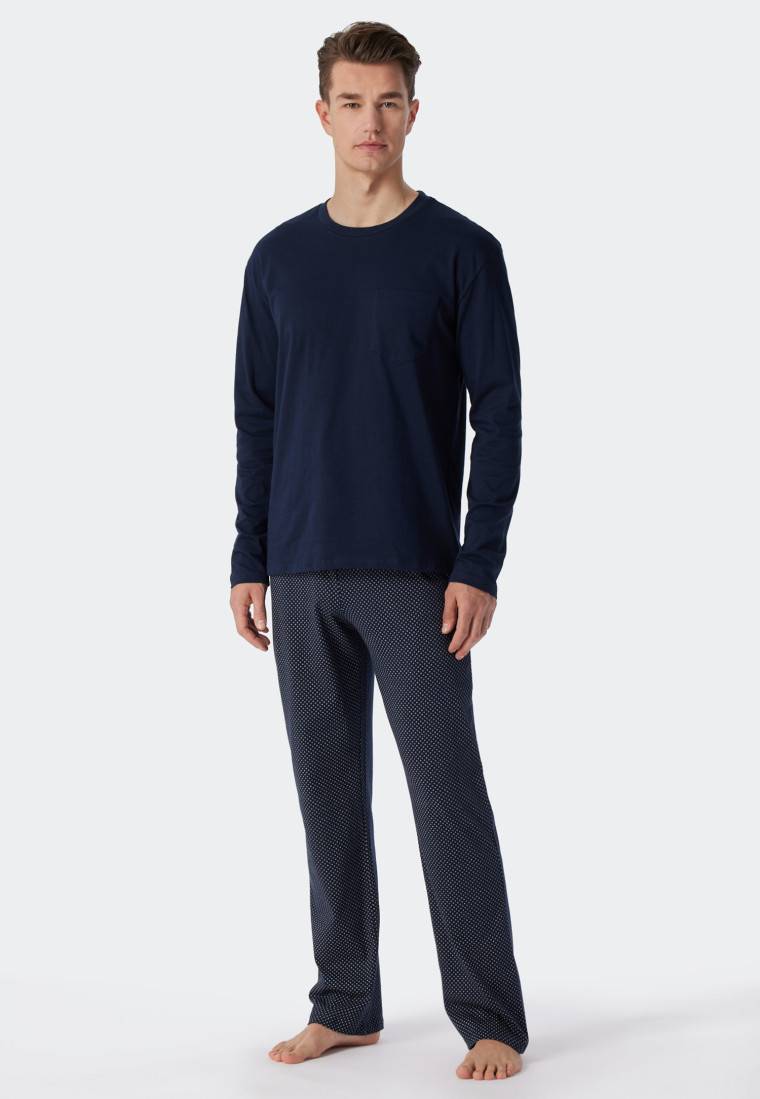 Schiesser Schlafanzug Lang Jersey Blau - Ebony