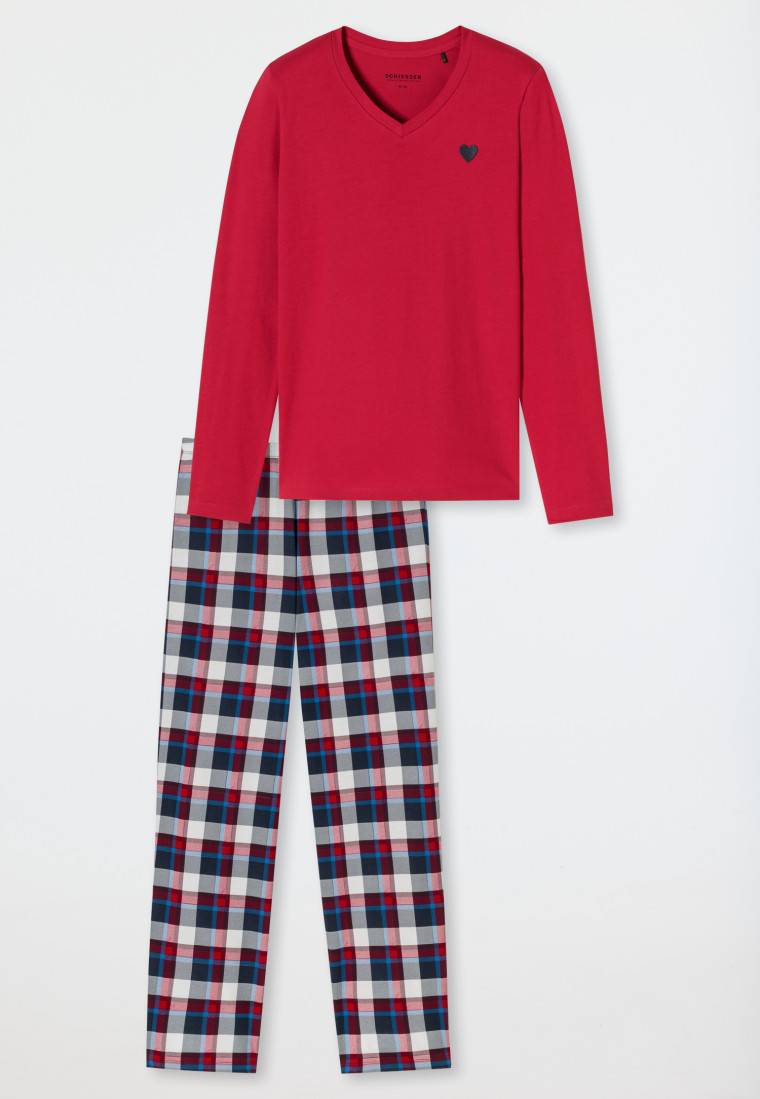 Schiesser Schlafanzug Lang Karos Rot - X-Mas Family