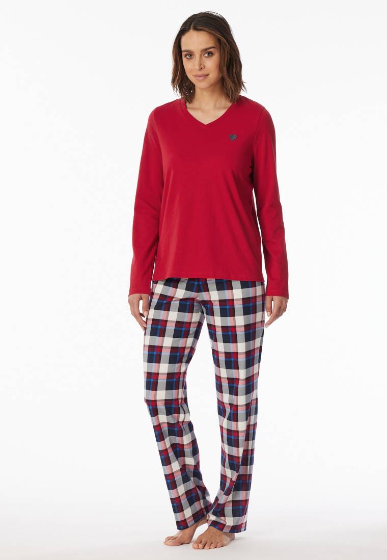 Schiesser Schlafanzug Lang Karos Rot - X-Mas Family