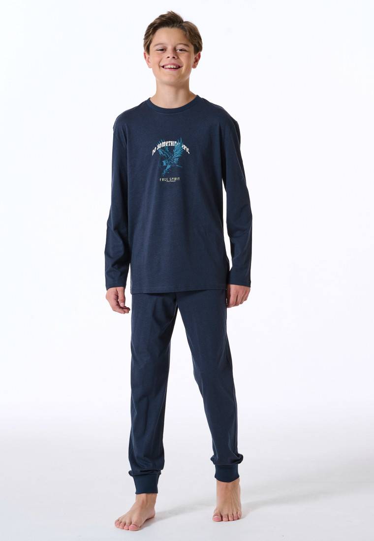 Schiesser Schlafanzug Lang Nachtblau - Nightwear