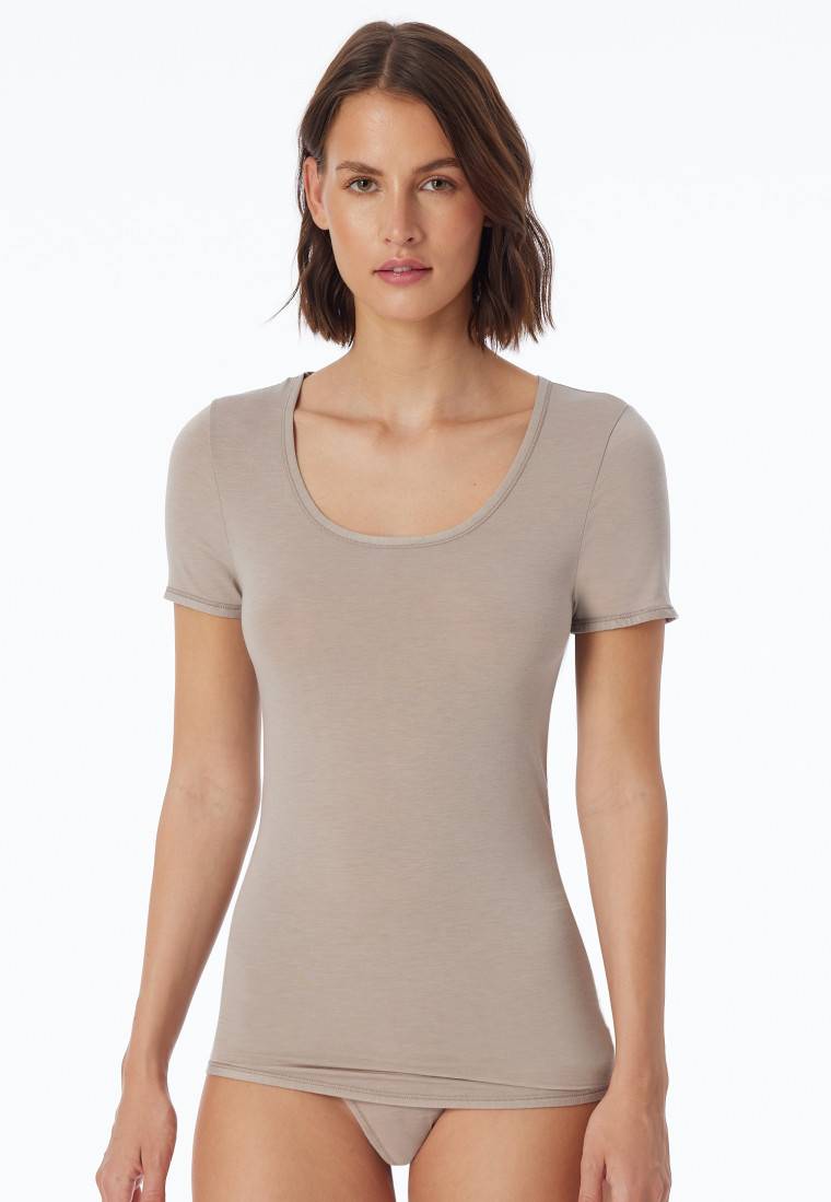 Schiesser Shirt Kurzarm Braun - Personal Fit