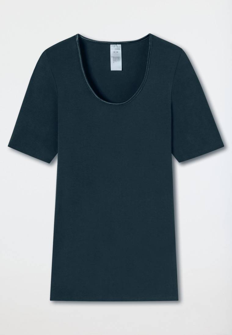 Schiesser Shirt Kurzarm Dunkelblau - Luxury