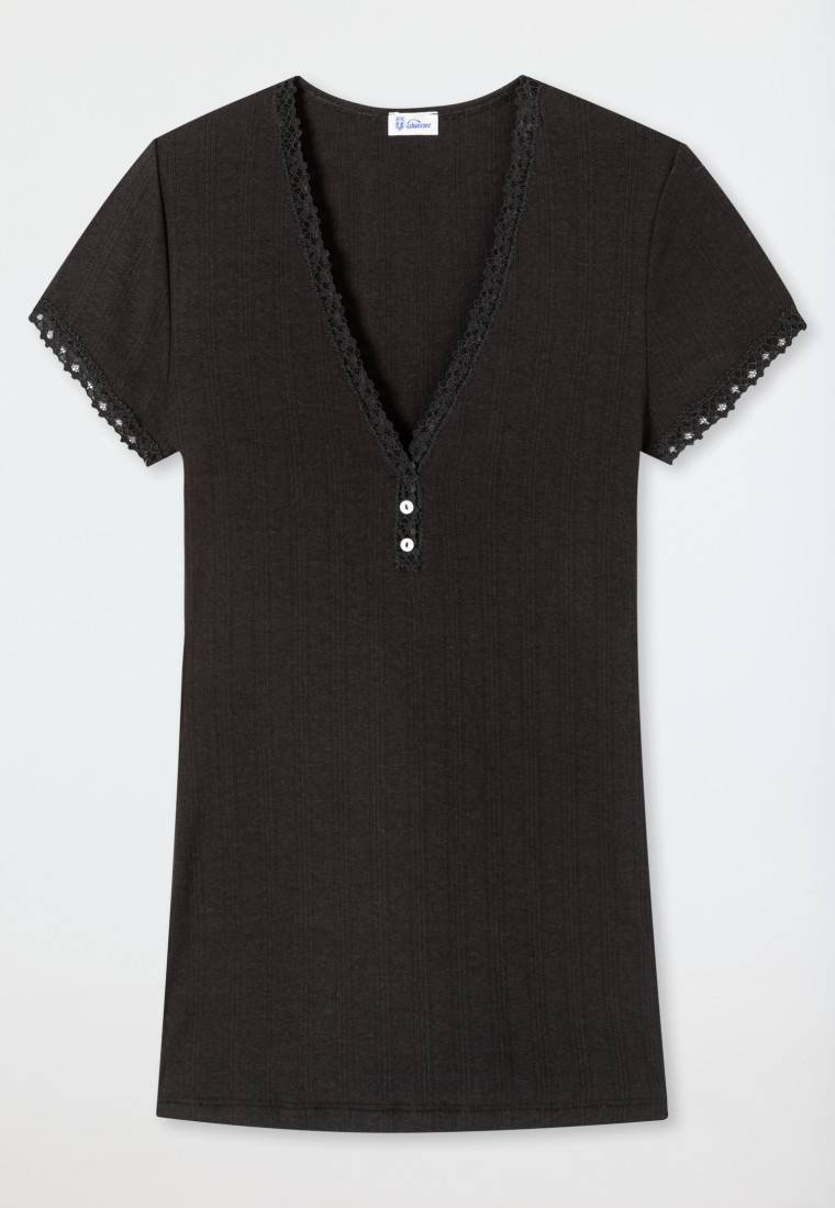 Schiesser Shirt Kurzarm Schwarz - Revival Agathe