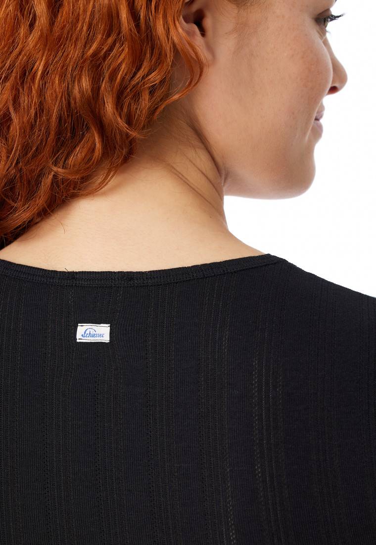 Schiesser Shirt Kurzarm Schwarz - Revival Agathe