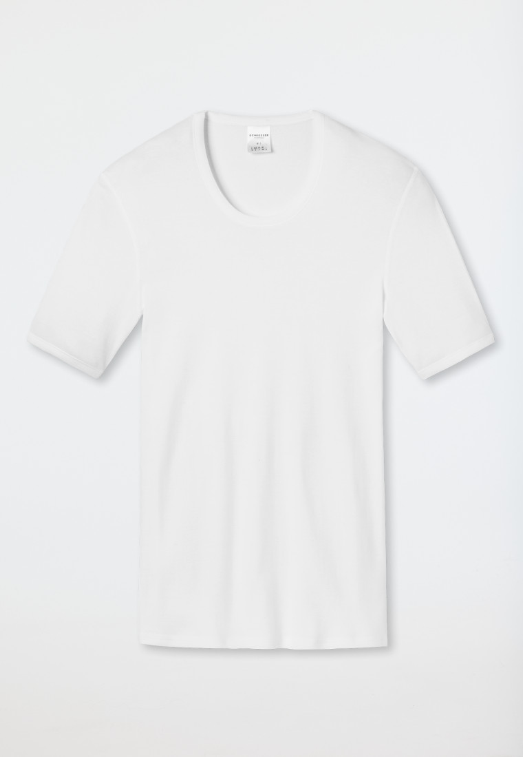 Schiesser Shirt Kurzarm Weiß - Essentials Feinripp