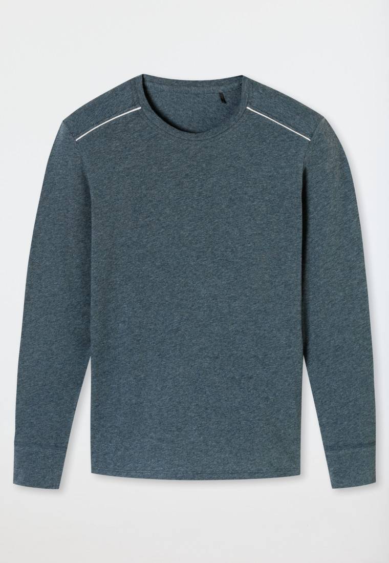 Schiesser Shirt Langarm Blau Meliert - Comfort Fit