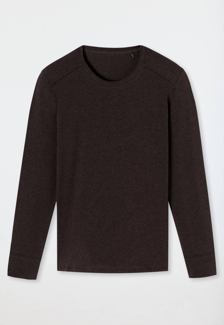 Schiesser Shirt Langarm Braun Meliert - Comfort Fit