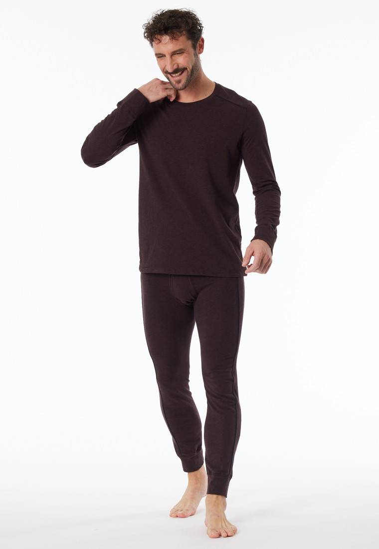 Schiesser Shirt langarm braun meliert - Comfort Fit Schiesser Shirt langarm braun meliert - Comfort Fit