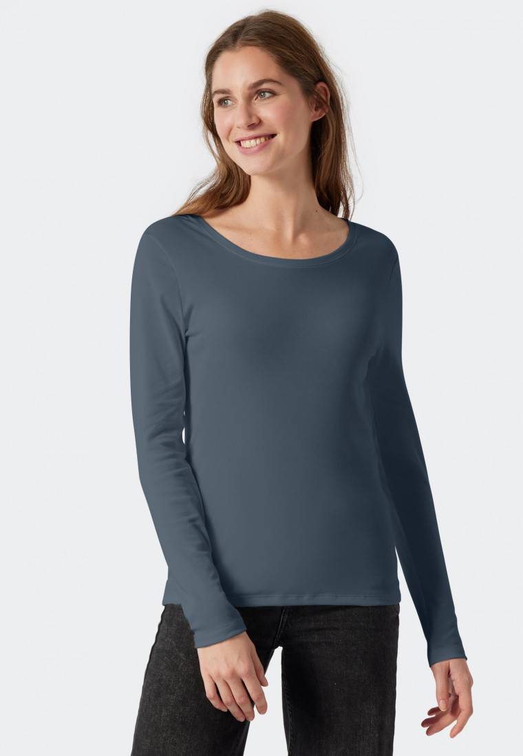Schiesser Shirt Langarm Jeansblau - Revival Martina
