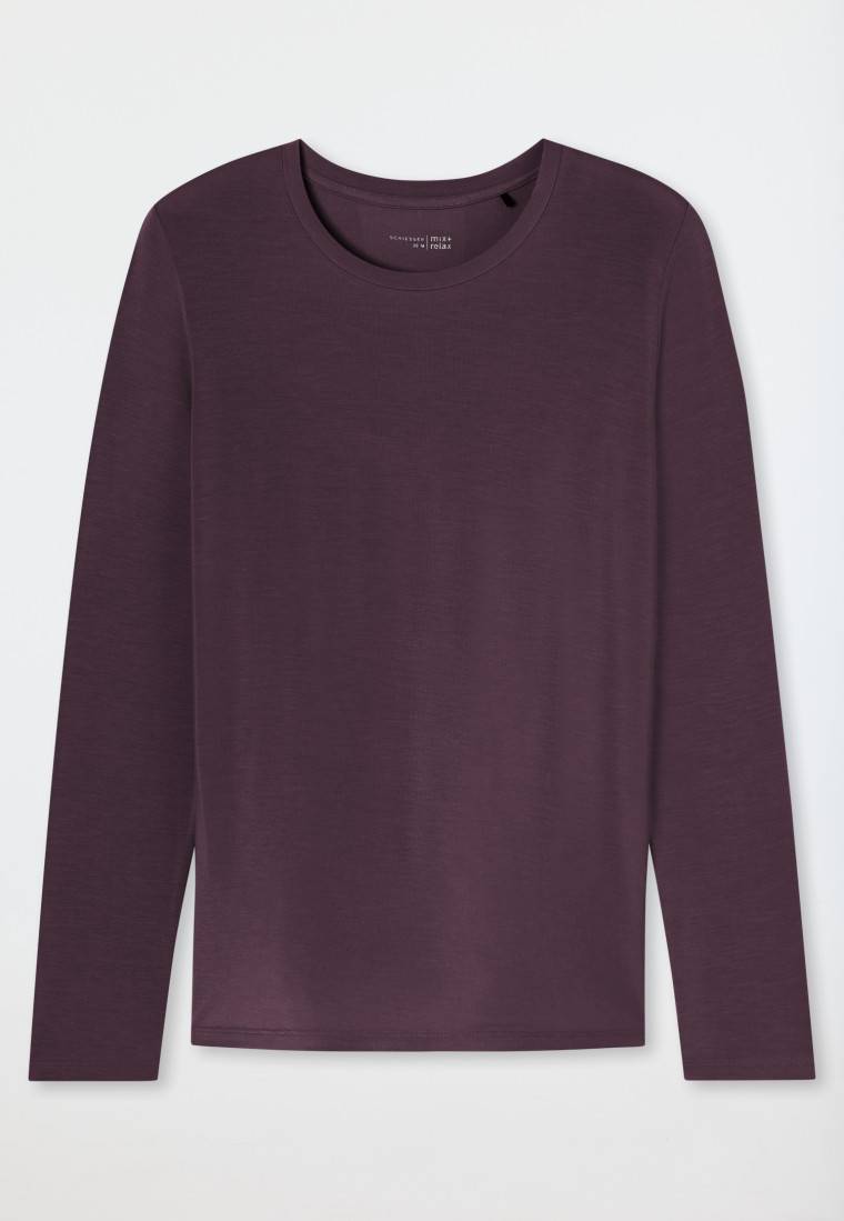 Schiesser Shirt Langarm Rundhals Pflaume - Mix+Relax