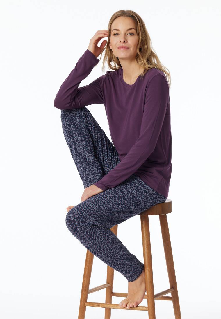 Schiesser Shirt langarm rundhals pflaume - Mix+Relax Schiesser Shirt langarm rundhals pflaume - Mix+Relax