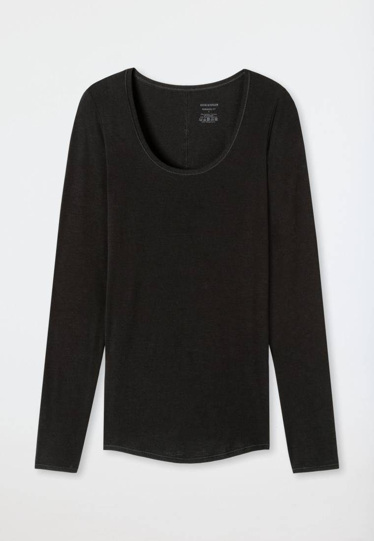 Schiesser Shirt Langarm Schwarz - Personal Fit