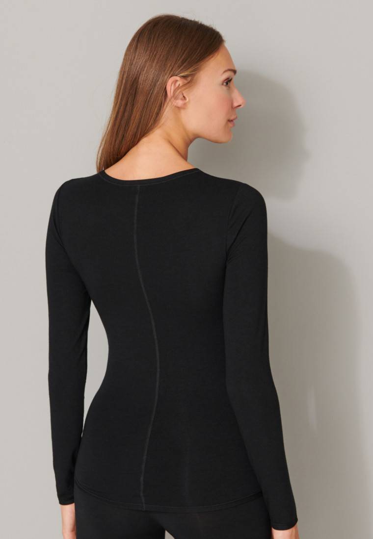 Schiesser Shirt Langarm Schwarz - Personal Fit