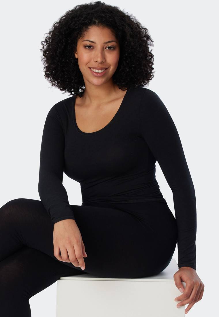 Schiesser Shirt langarm schwarz - Personal Fit