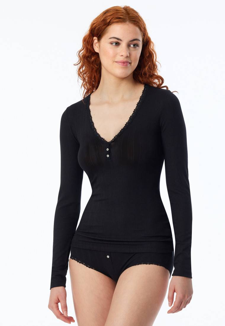 Schiesser Shirt Langarm Schwarz - Revival Agathe