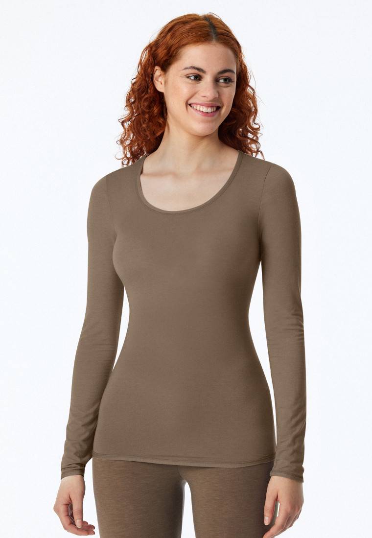 Schiesser Shirt Langarm Taupe - Personal Fit