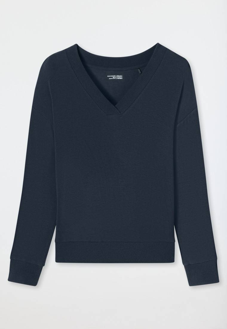 Schiesser Sweatshirt Feinripp Nachtblau - Mix+Relax