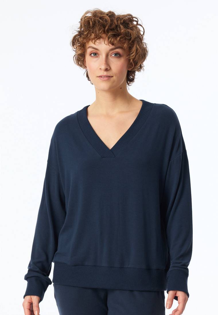 Schiesser Sweatshirt Feinripp Nachtblau - Mix+Relax