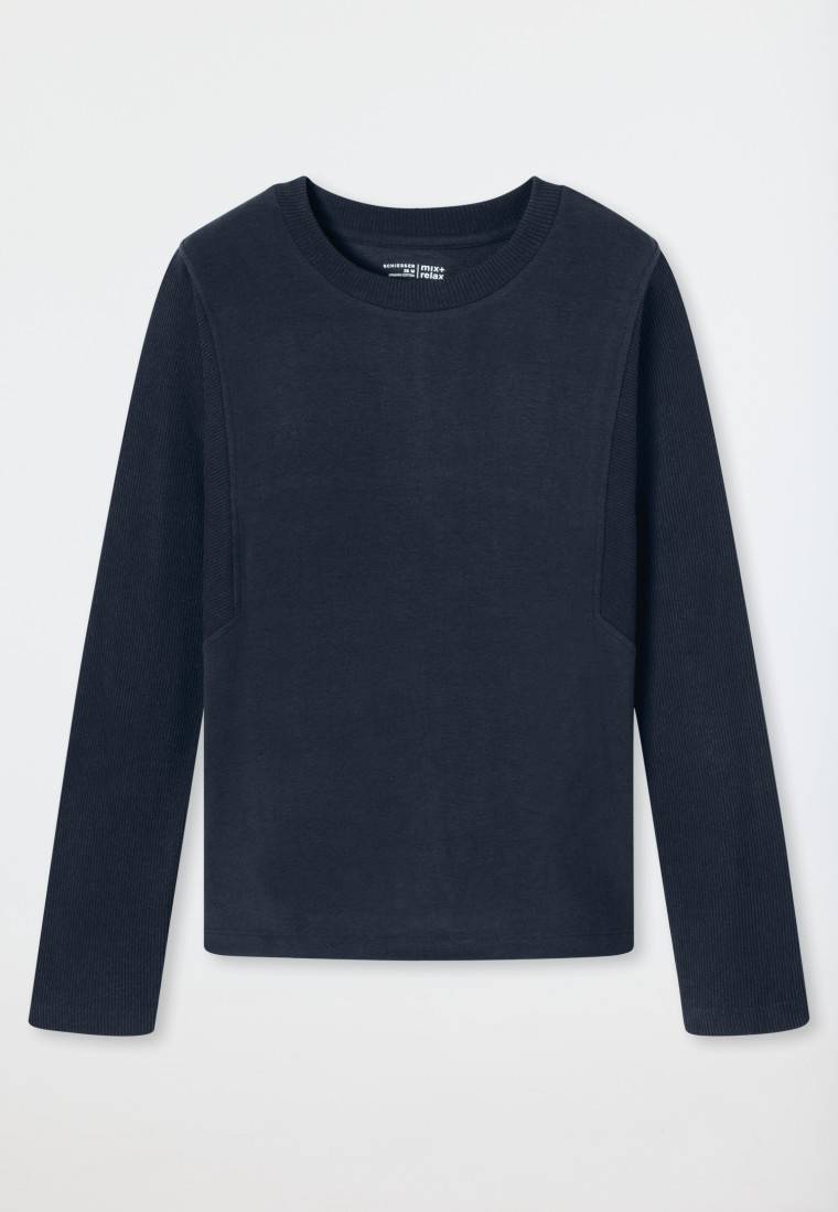 Schiesser Sweatshirt Feinripp Nachtblau - Mix+Relax